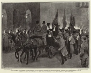 Adeus de Birmingham ao Sr. Chamberlain, a procissão de tochas